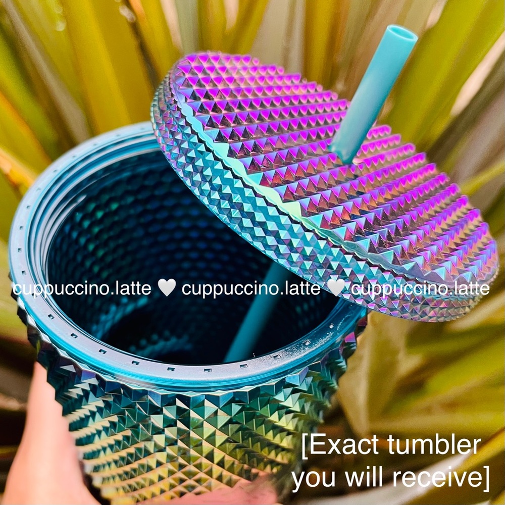 🌈LAST💜Starbucks Metallic Oil Slick Rainbow Studded - Picture 10 of 11